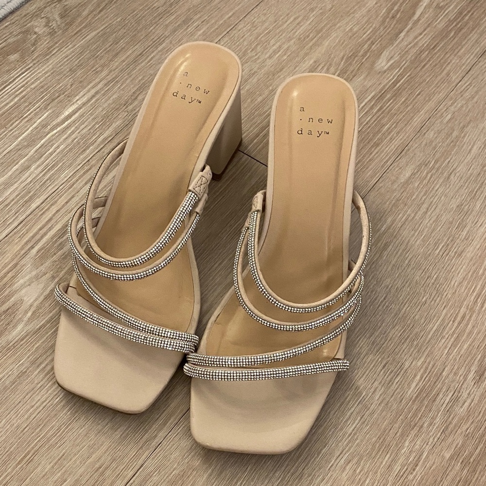 A New Day Women's Beige Strappy Heels